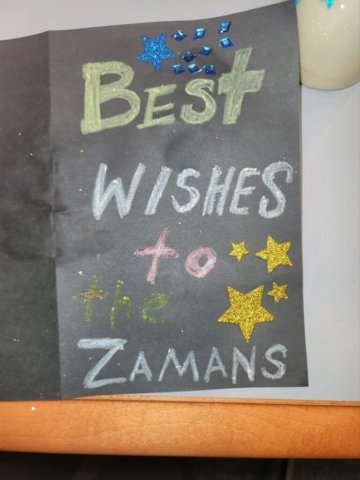 One of the lovely cards made for the Zaman family!